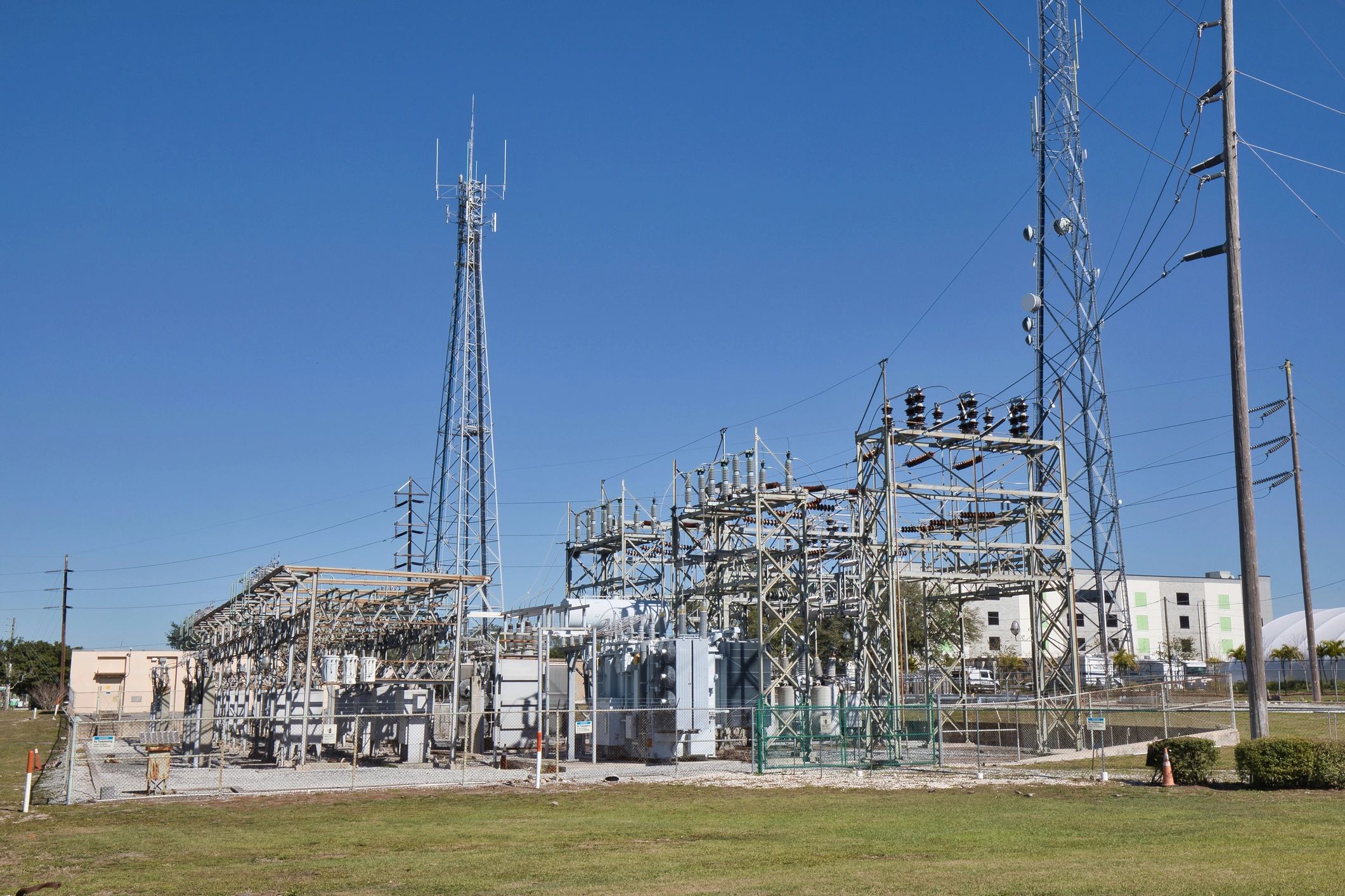 Electrical substation with communication towers