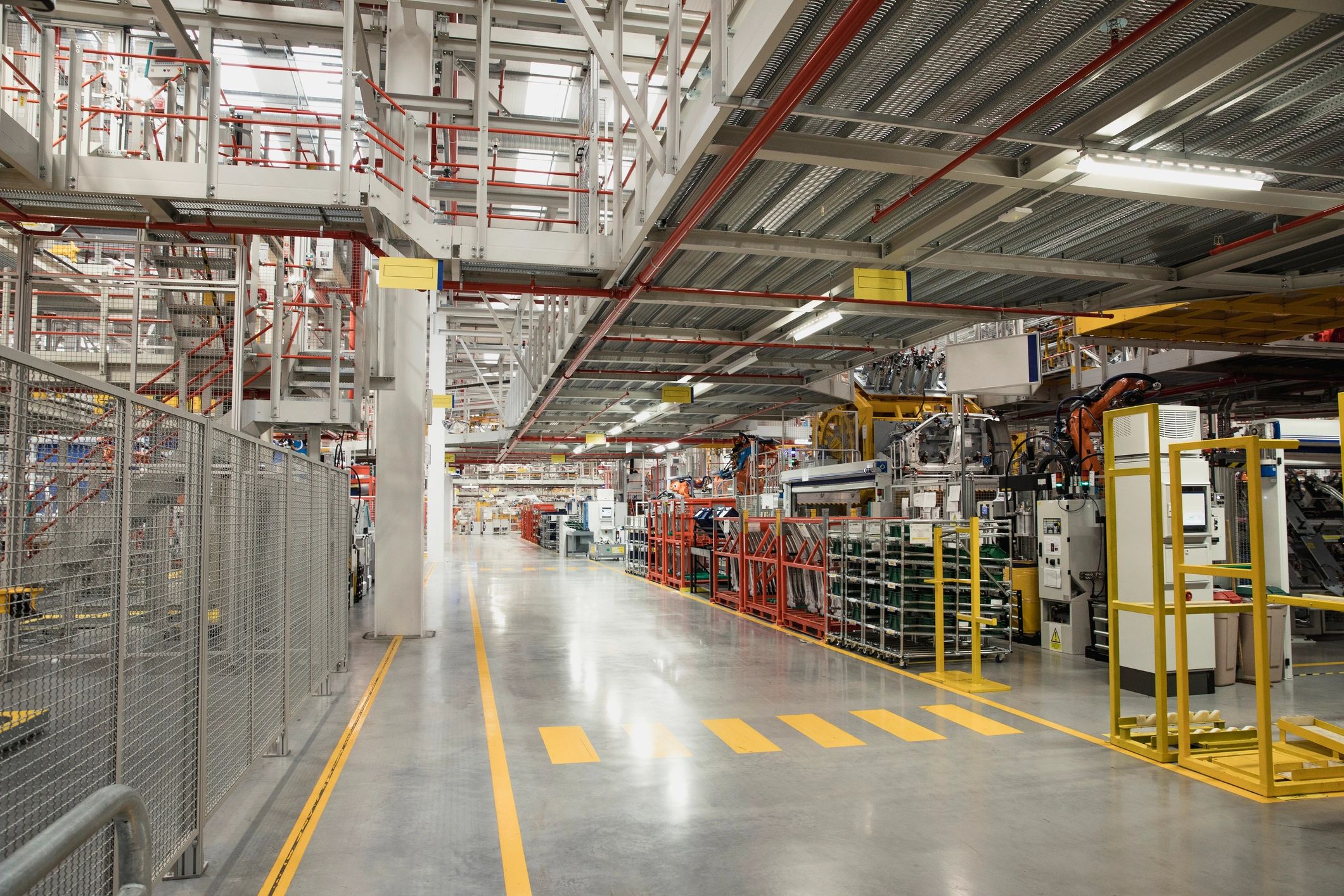 Industrial factory interior representing cable laying and project execution